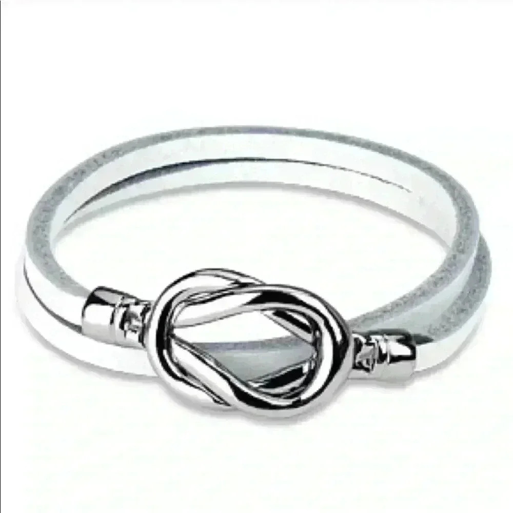 ** White Leather wrap with stainless steel knot